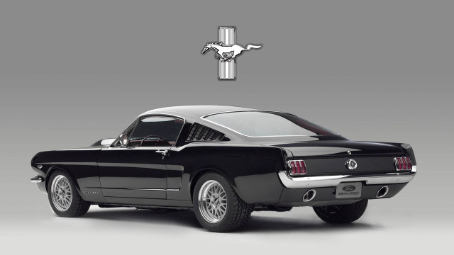 Black mustang white logo emblem free wallpaper - medium preview image