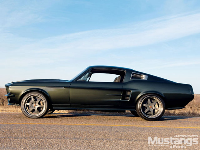 Black mustang side road grass free wallpaper - medium preview image