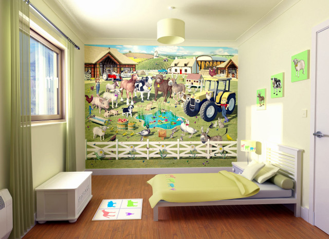Farm room wall painting bed free wallpaper - medium preview image
