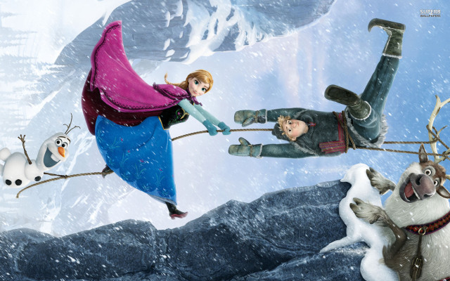 Cartoon man woman flying reindeer free wallpaper for desktop - medium preview image