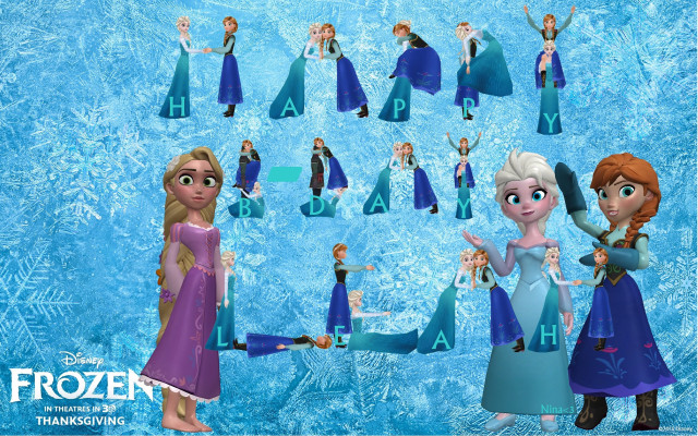 Frozen princesses blue background letter free wallpaper - medium preview image