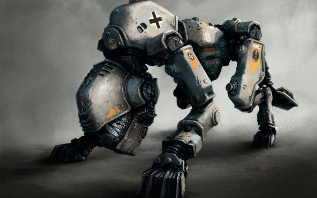 Robot standing one foot knife free wallpaper - medium preview image