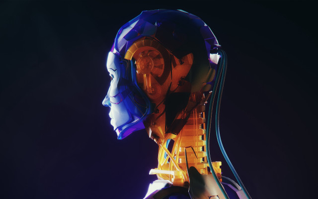 Futuristic woman helmet keyboard future free wallpaper - medium preview image