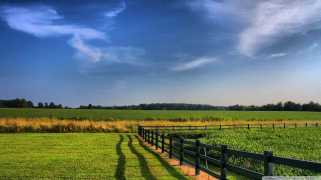 Fence field blue sky mountains free wallpaper - medium preview image