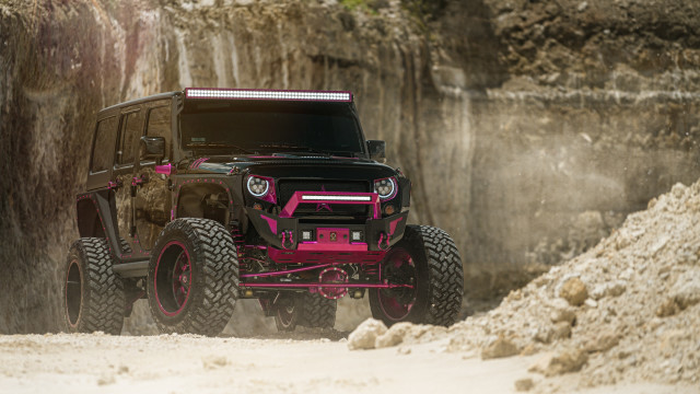Pink jeep rocky terrain 3d free wallpaper - medium preview image