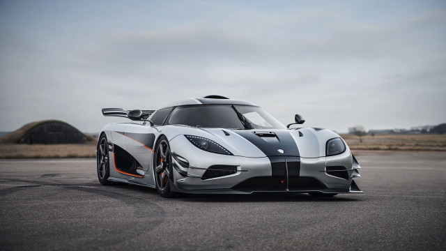 White black sports car road free wallpaper - medium preview image