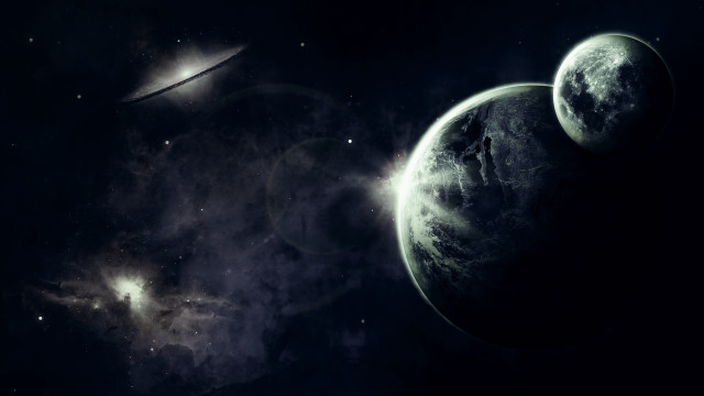 Two planets in sky with free wallpaper - medium preview image