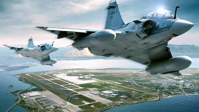 Fighter jets city runway sky free wallpaper - medium preview image