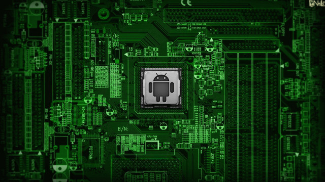 Green circuit board robot black free wallpaper - medium preview image