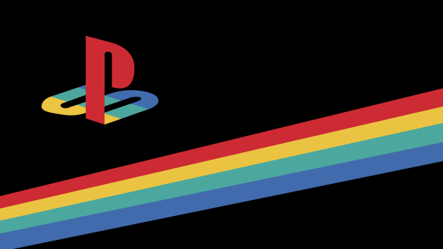 Playstation logo rainbow stripe dark free wallpaper - medium preview image