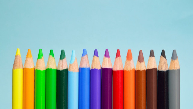 Colored pencils row blue background free wallpaper - medium preview image