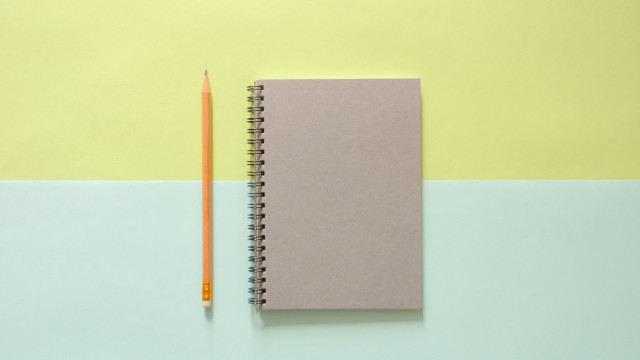Notebook pencil pastel background yellow free wallpaper - medium preview image