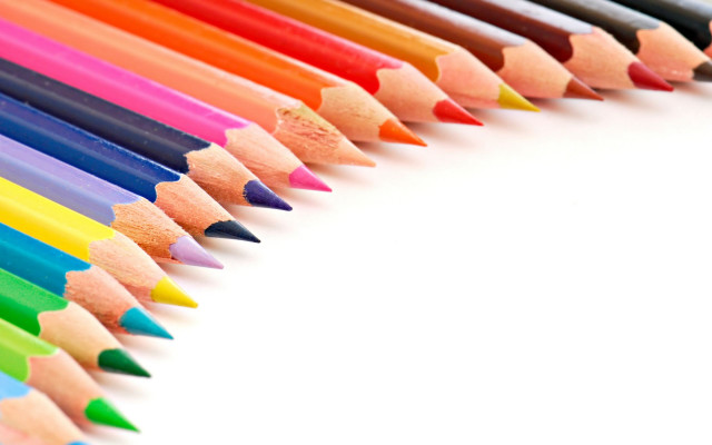 Colored pencils lined white background free wallpaper - medium preview image