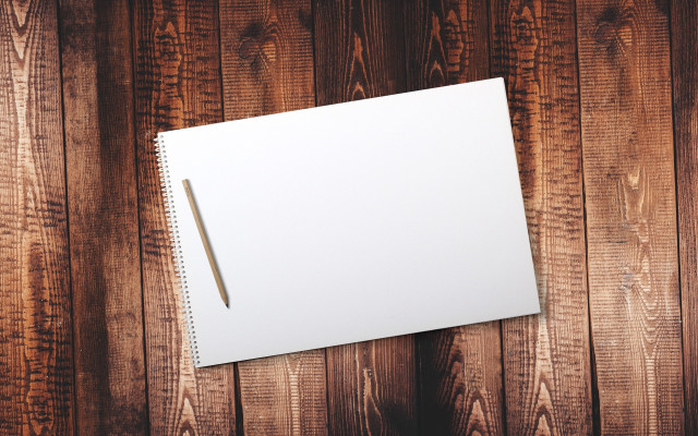 White notebook pen wooden surface free wallpaper - medium preview image