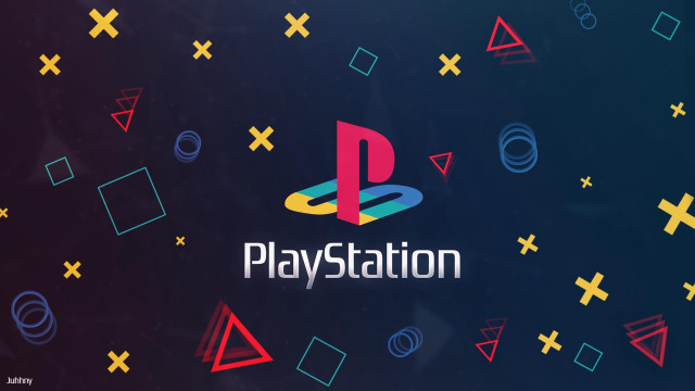 Playstation logo colorful shapes night free wallpaper - medium preview image