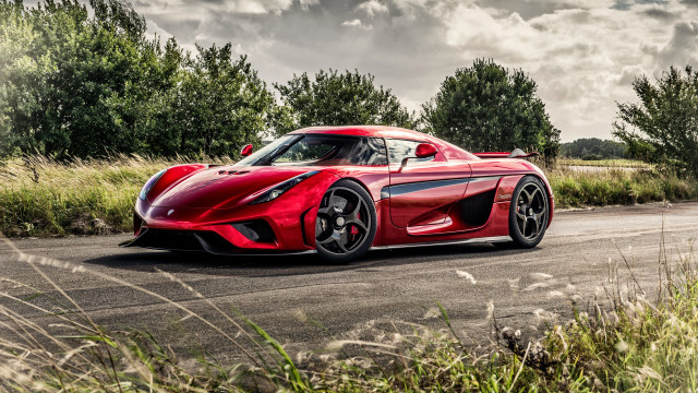 Red sports car road forest #8 free wallpaper - medium preview image
