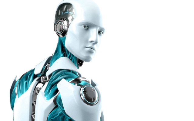 Robot headphones looking distance white free wallpaper - medium preview image