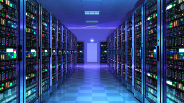Data center hallway servers blue free wallpaper - medium preview image