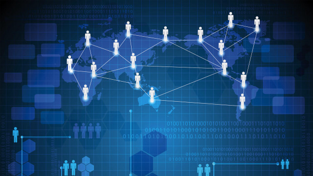 Blue world map people background free wallpaper - medium preview image