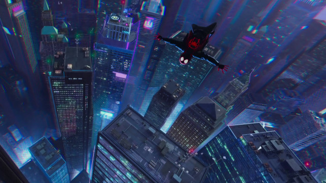 Flying person city night red free wallpaper - medium preview image