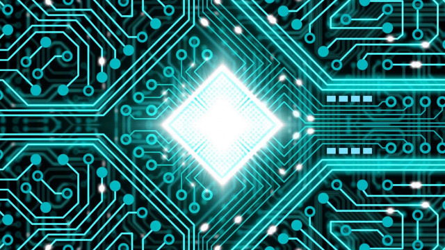 Circuit board blue light white free wallpaper - medium preview image