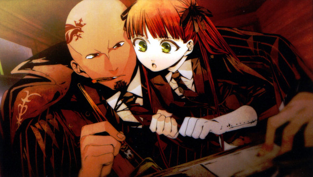 Anime couple looking distance knife free wallpaper - medium preview image