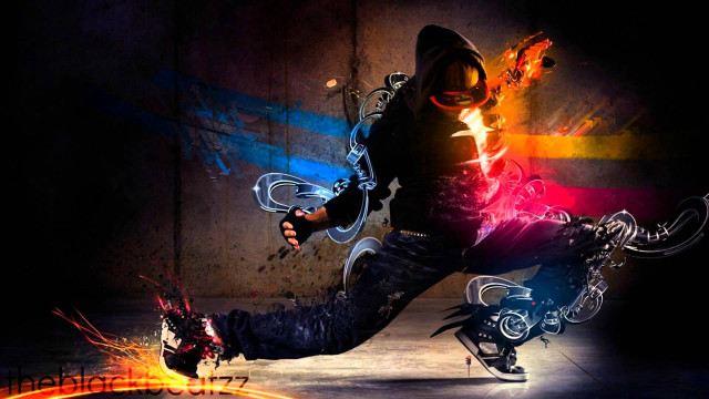 Man black hoodie dancing fire free wallpaper - medium preview image