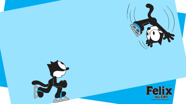 Cartoon cat dog skating blue free wallpaper - medium preview image