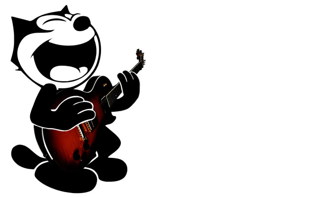 Cartoon cat playing guitar big free wallpaper - medium preview image