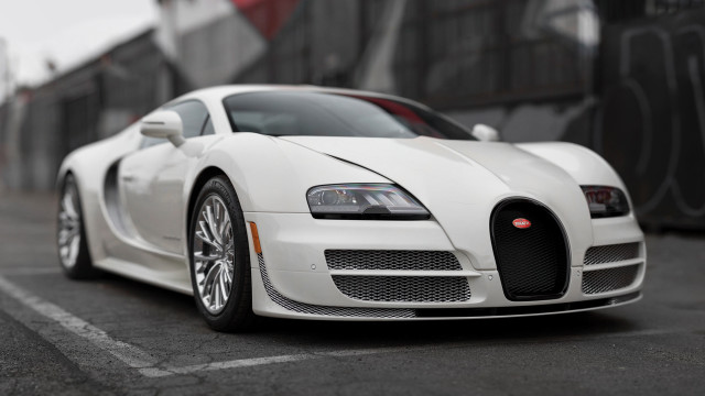 White bugatti parking lot graffiti free wallpaper - medium preview image