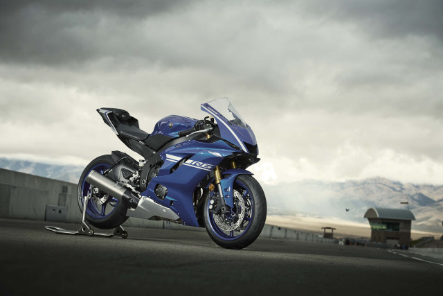 Blue motorcycle cloudy sky mountains free wallpaper - medium preview image