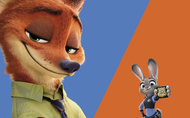 Fox rabbit cartoon scene blue free wallpaper - medium preview image