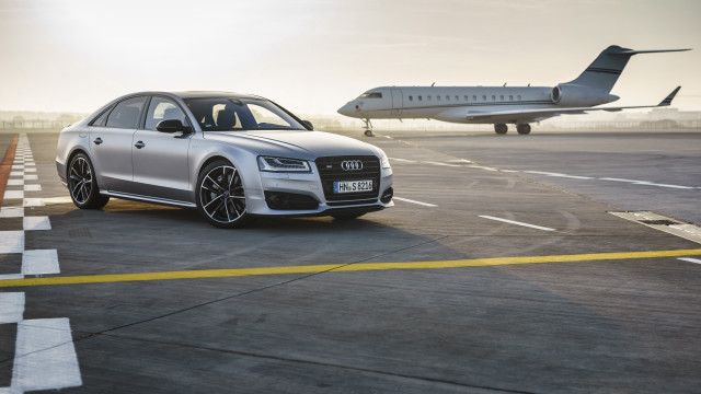 Silver car runway jet airliner free wallpaper - medium preview image