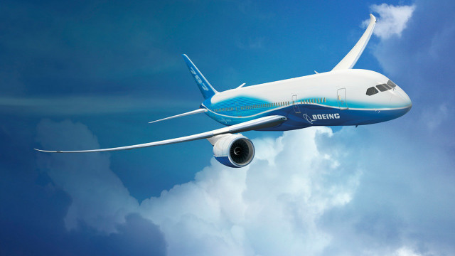Jetliner flying blue cloudy sky #4 free wallpaper - medium preview image