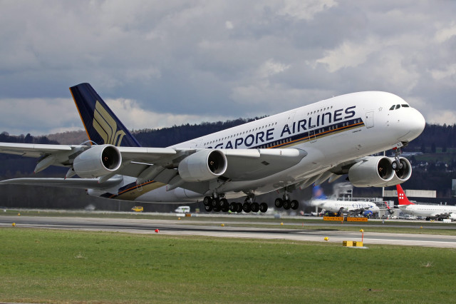 Jetliner takeoff airport clouds digital free wallpaper - medium preview image