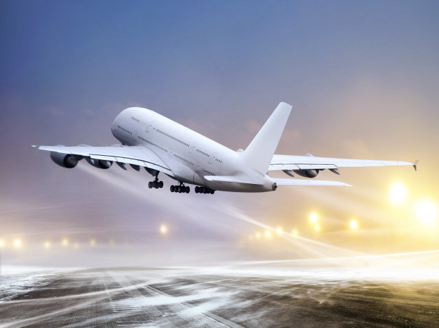 Jetliner cloudy sky runway night free wallpaper - medium preview image