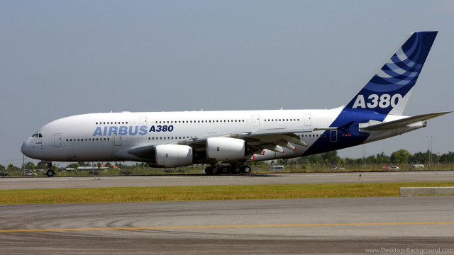 Large white blue airplane runway free wallpaper - medium preview image