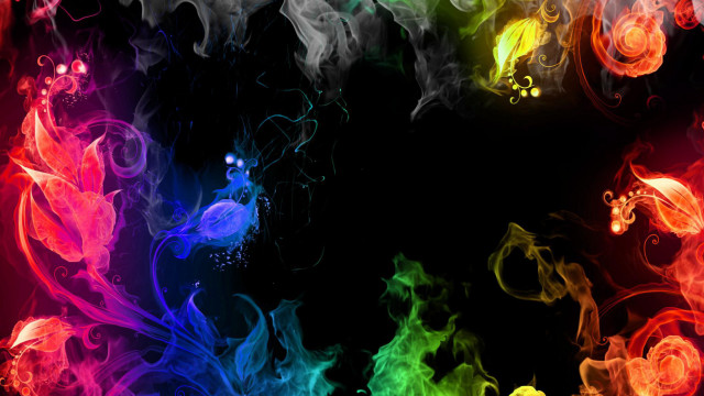 Colorful smoke flowers black background free wallpaper - medium preview image