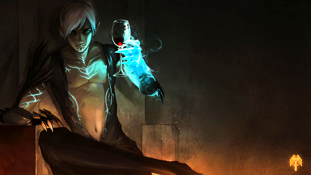 Gothic woman wine glowing arm free wallpaper - medium preview image