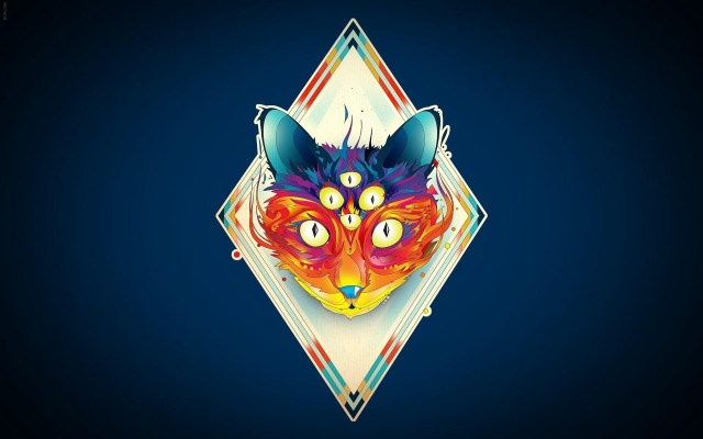 Colorful fox head diamond pattern free wallpaper - medium preview image