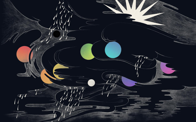Black white dragon rainbow eyeball free wallpaper - medium preview image