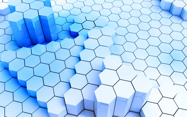 Blue white hexagonal arrow isometric free wallpaper - medium preview image