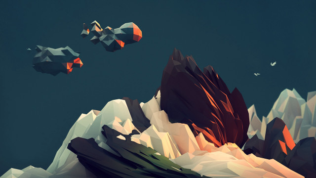 Mountain sky clouds bird flying free wallpaper - medium preview image