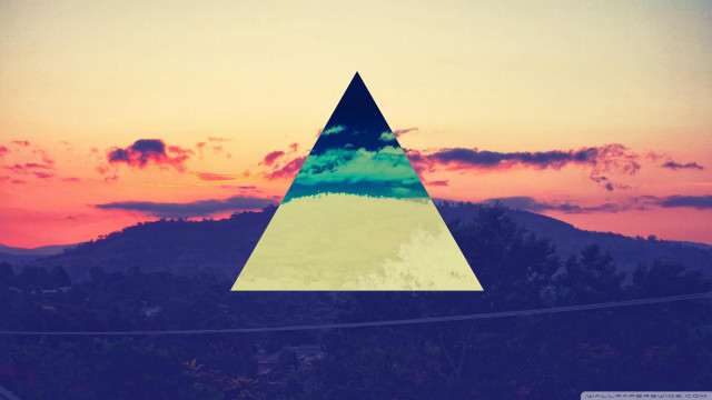 Triangle sunset sky clouds mountain free wallpaper - medium preview image
