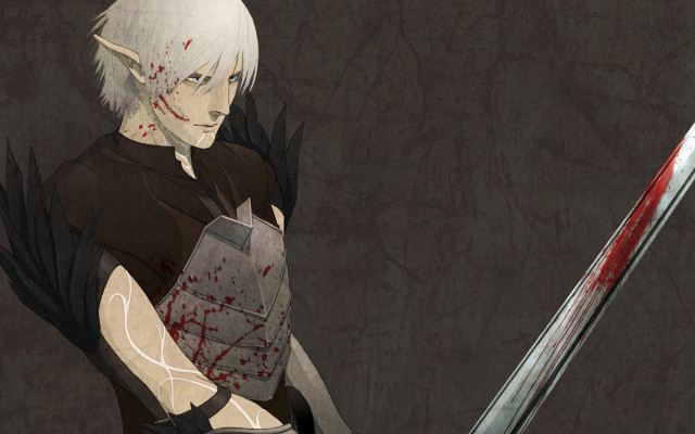 Man sword bloody face holding free wallpaper - medium preview image