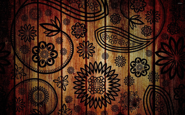Wooden wall floral pattern flowers free wallpaper - medium preview image