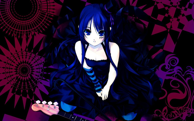 Woman guitar purple black shapes free wallpaper - medium preview image