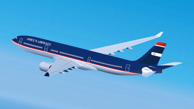 Blue white airplane flying red free wallpaper - medium preview image