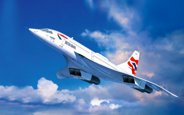 Large jetliner flying blue cloudy free wallpaper - medium preview image