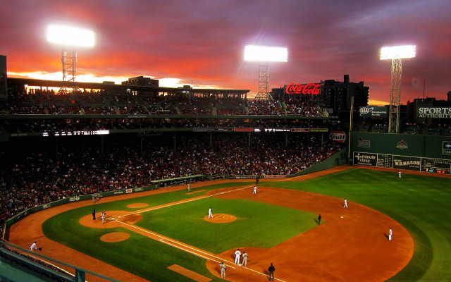 Baseball field crowd sunset dawn free wallpaper - medium preview image